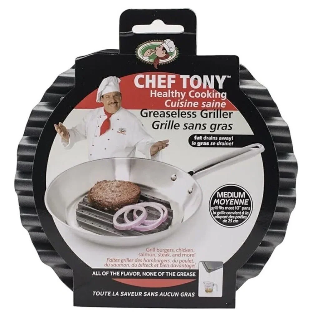 Chef Tony Greaseless Griller Indoor Skillet Pan Frying Healthy Cooking